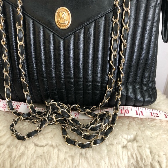 Fellini Italia Tote Quilted Cameo Black Leather Size Large - Picture 3 of 12